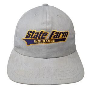 State Farm Insurance Snapback Cap Gray One Size Adjustable Vintage Made USA